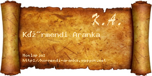 Körmendi Aranka névjegykártya