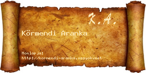 Körmendi Aranka névjegykártya