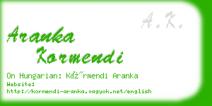 aranka kormendi business card